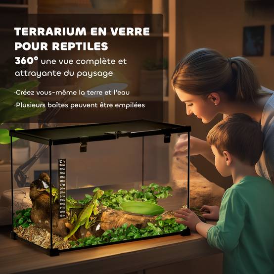 Terrarium verre transparent 50 x 30 x 35 cm - PANGIVO - Image 6