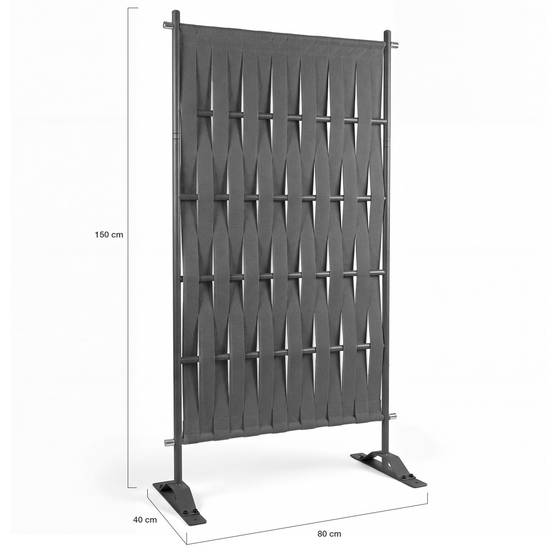 Paravent extérieur claustra décoratif 80 x 150 cm sangles et métal gris anthracite - Image 5