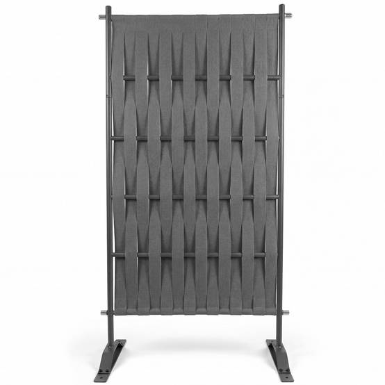 Paravent extérieur claustra décoratif 80 x 150 cm sangles et métal gris anthracite - Image 3