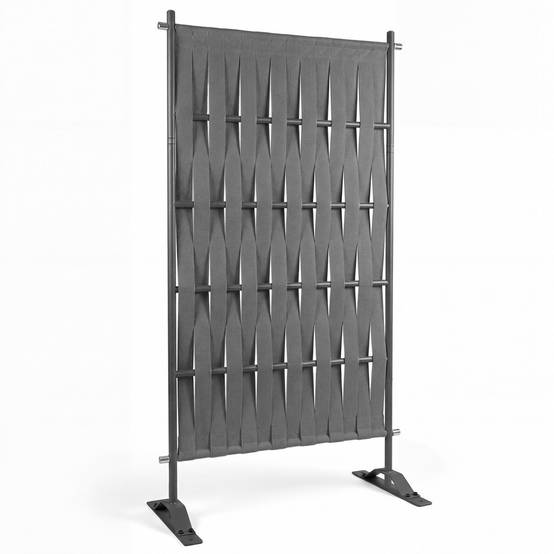 Paravent extérieur claustra décoratif 80 x 150 cm sangles et métal gris anthracite - Image 2