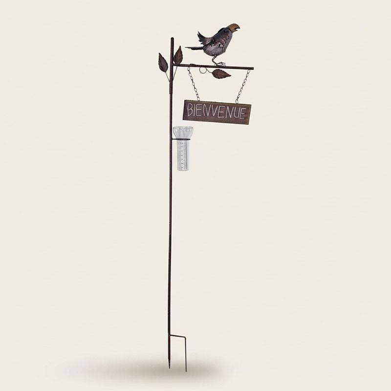 La Grande Prairie - Pluviomètre oiseau Bienvenue 37x15x136cm - Image 1