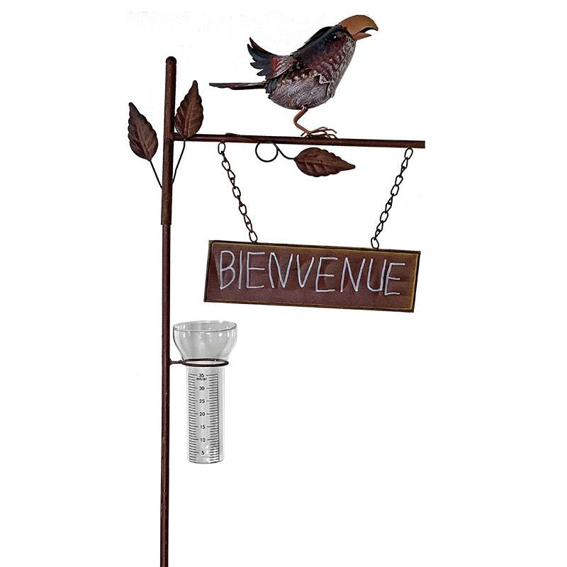 La Grande Prairie - Pluviomètre oiseau Bienvenue 37x15x136cm - Image 2