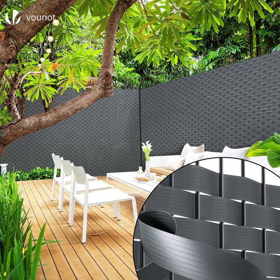 Kit de lamelles occultantes PVC brise vue 150m x 4.7cm avec 300 clips Gris - Image 2