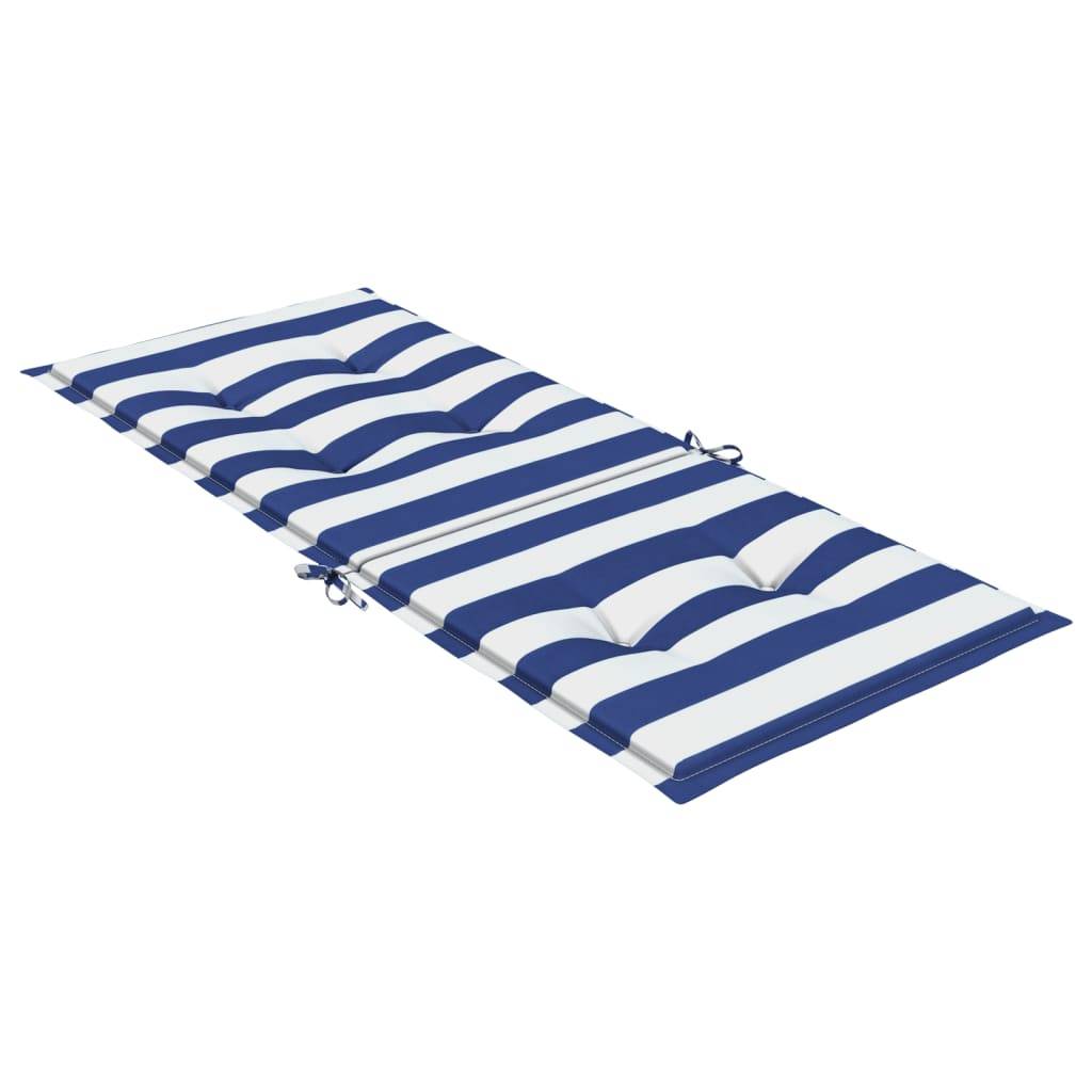 Coussins de chaise à dossier haut polyester rayures bleu et blanc 120 x 50 x 3 cm - PANGIVO - Image 6