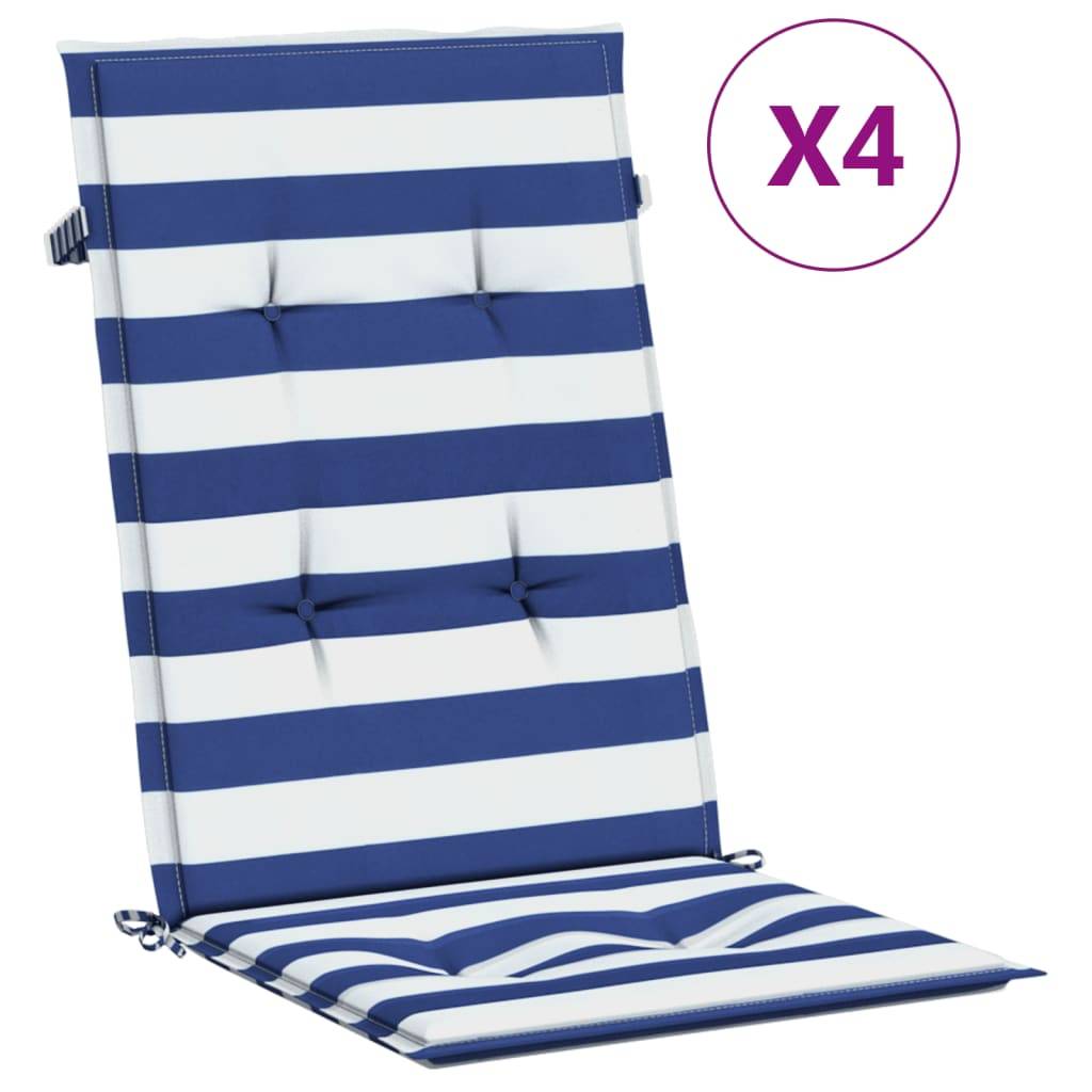 Coussins de chaise à dossier haut polyester rayures bleu et blanc 120 x 50 x 3 cm - PANGIVO - Image 2