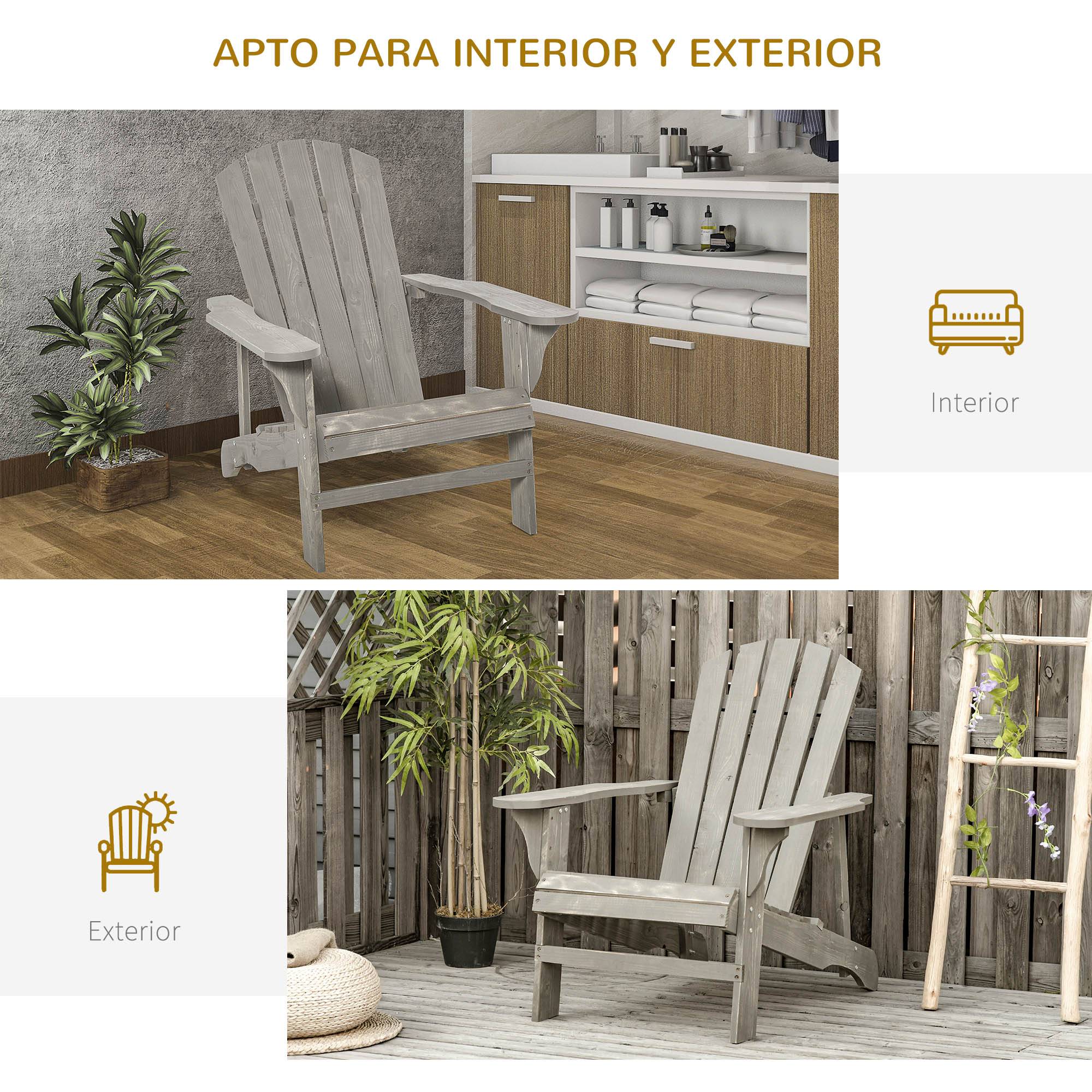 Fauteuil de jardin bois sapin terrasse dossier incliné extra large 78x89x88 cm gris - ComfortXL Outdoor Living - Image 7
