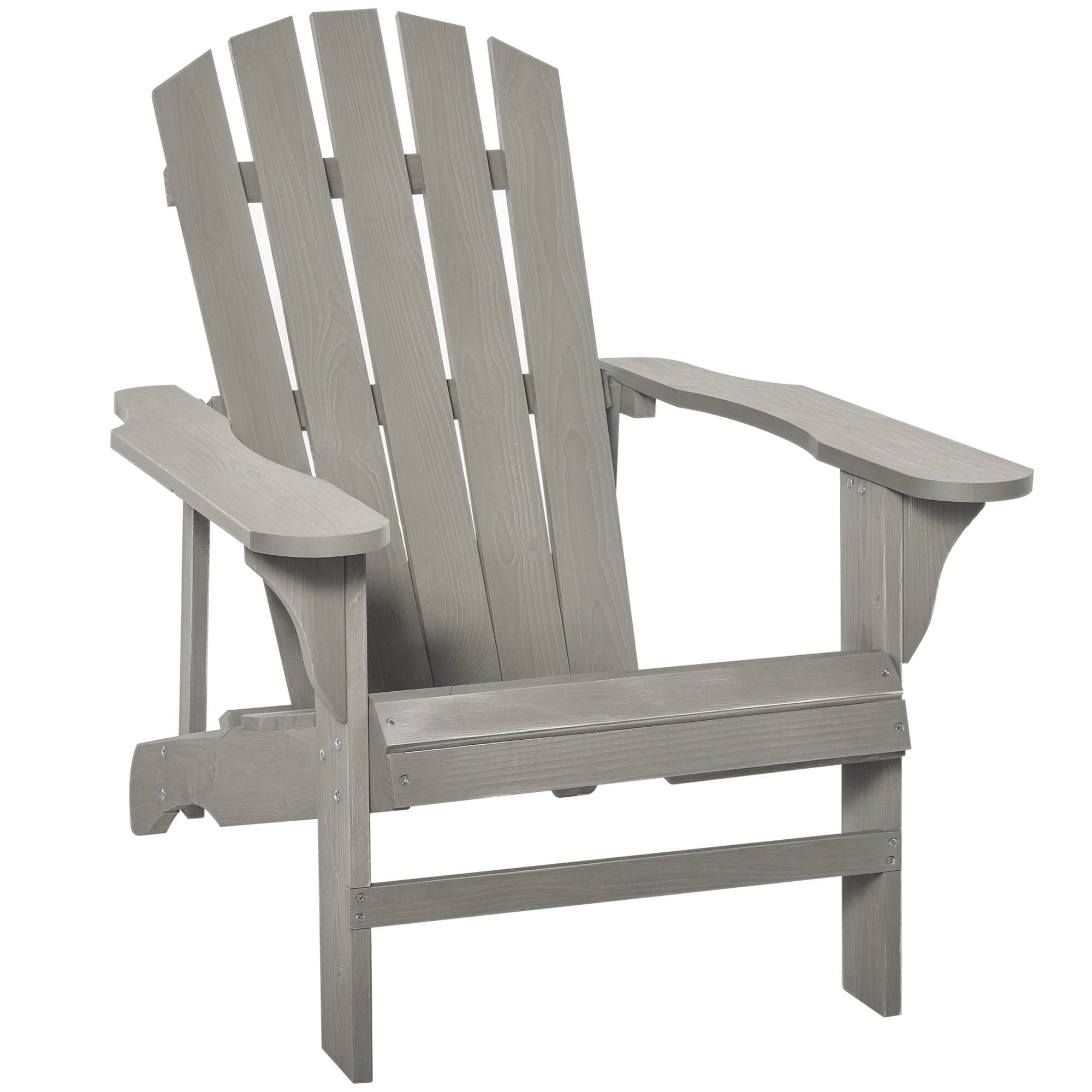 Fauteuil de jardin bois sapin terrasse dossier incliné extra large 78x89x88 cm gris - ComfortXL Outdoor Living - Image 1