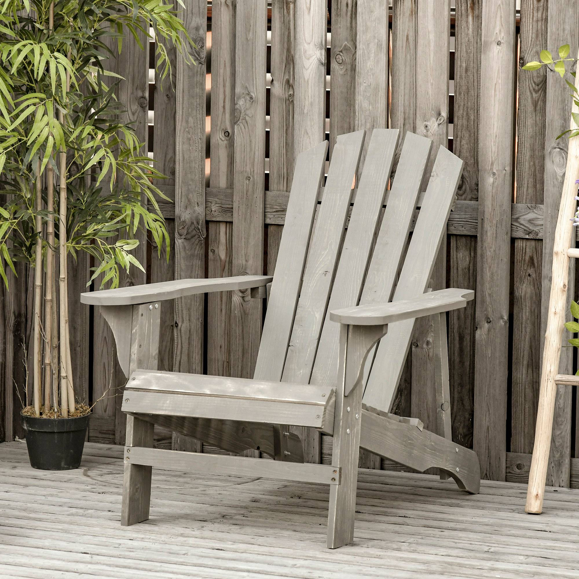 Fauteuil de jardin bois sapin terrasse dossier incliné extra large 78x89x88 cm gris - ComfortXL Outdoor Living - Image 3
