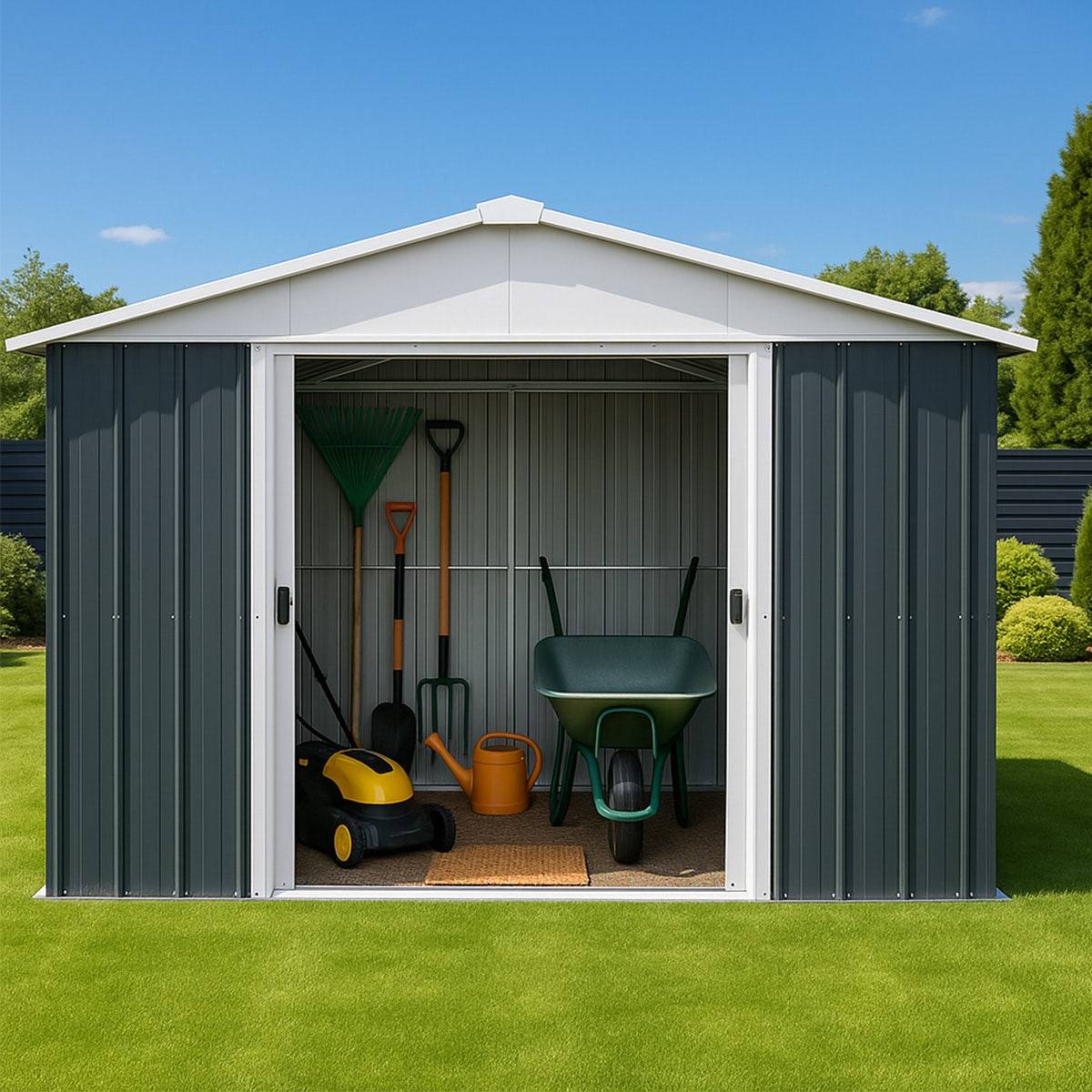 Yardmaster - Abri métal anthracite 7,21 m2 + kit d'ancrage + lampe magnétique - Image 8