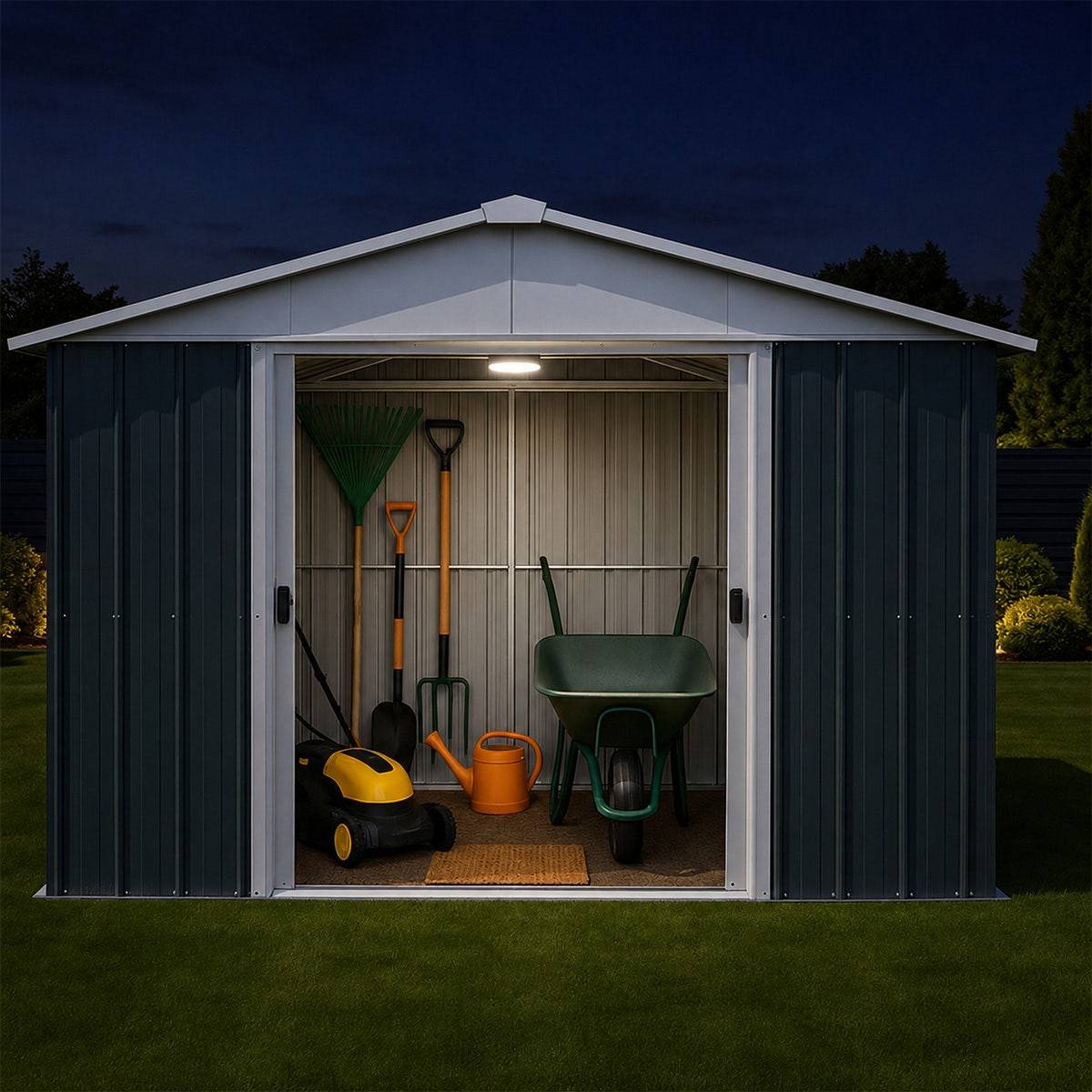 Yardmaster - Abri métal anthracite 7,21 m2 + kit d'ancrage + lampe magnétique - Image 2