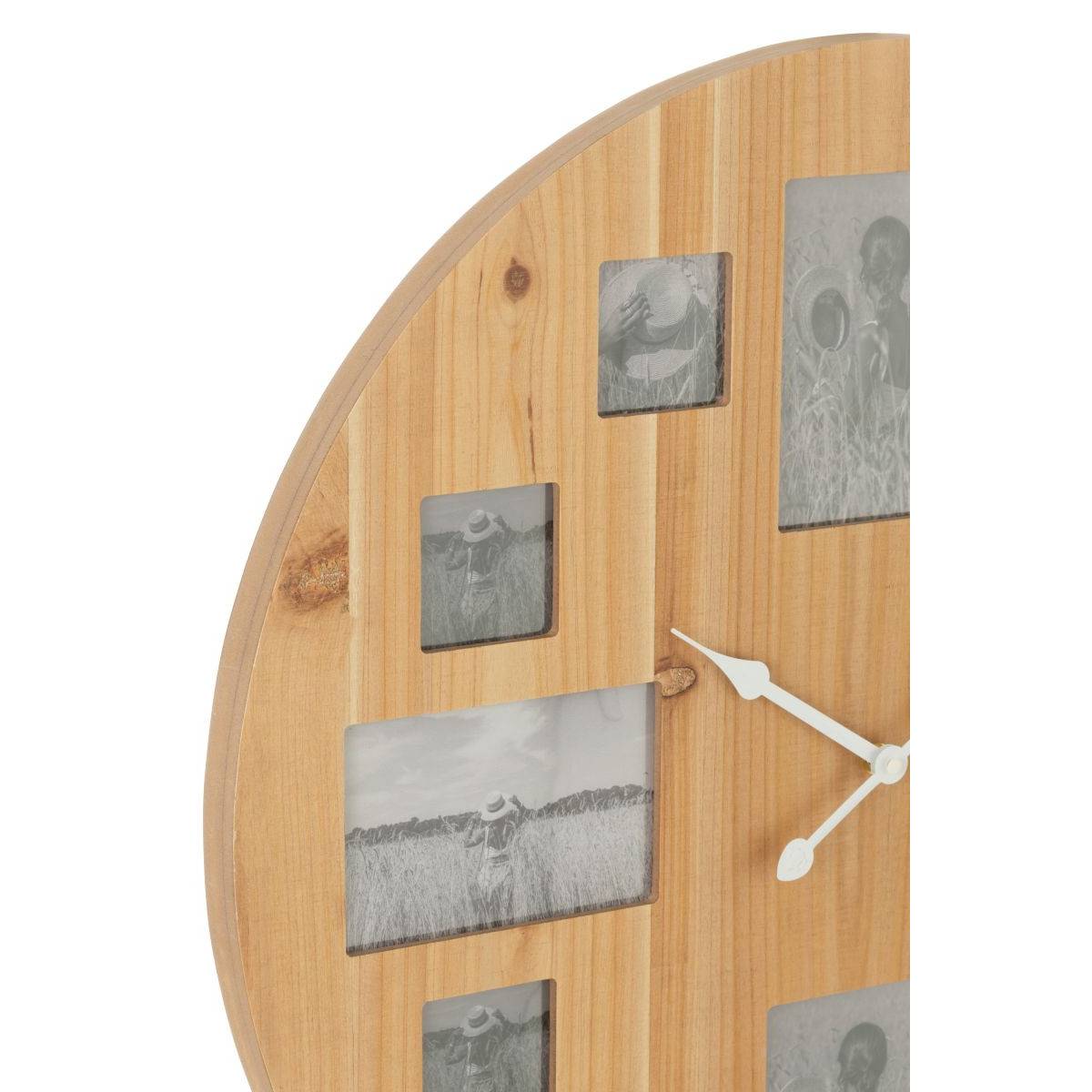 Horloge Murale 12 Photos "Juliette" 60cm Naturel - Image 2