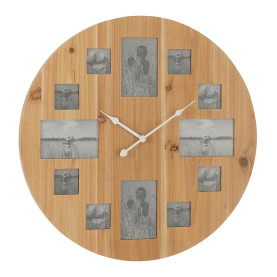 Horloge Murale 12 Photos "Juliette" 60cm Naturel - Image 1