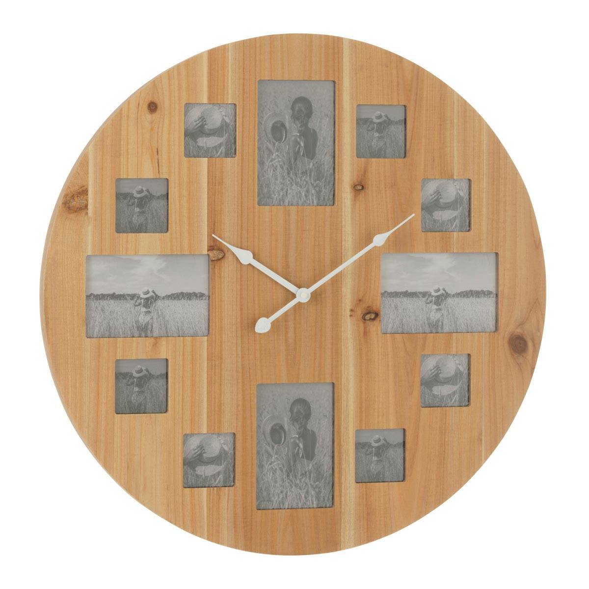 Horloge Murale 12 Photos "Juliette" 60cm Naturel - Image 1
