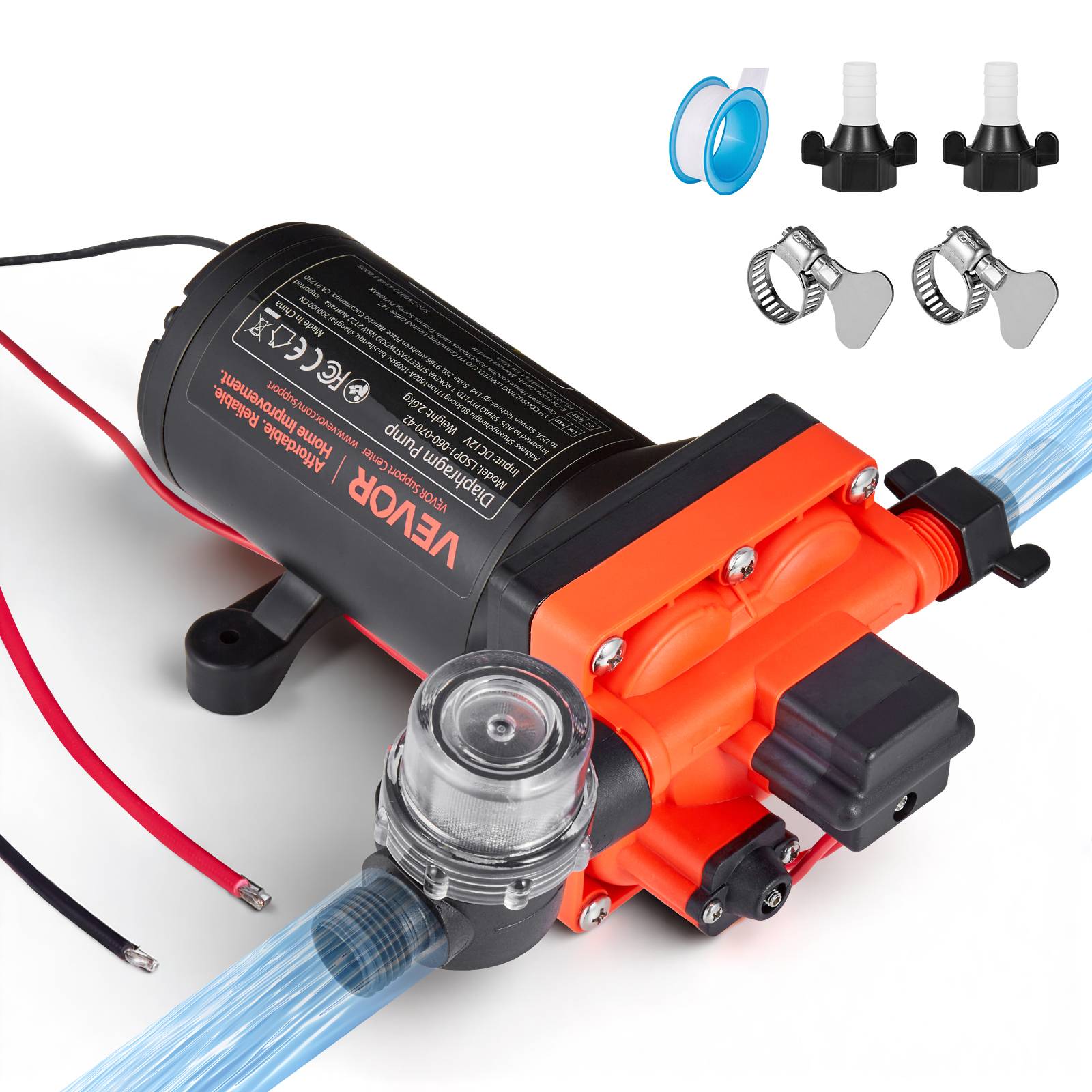 Vevor - VEVOR Pompe à Eau Membrane Auto-amorçante 4 Chambres 12 V CC 22,7 L/min 4,8 bar - Image 1