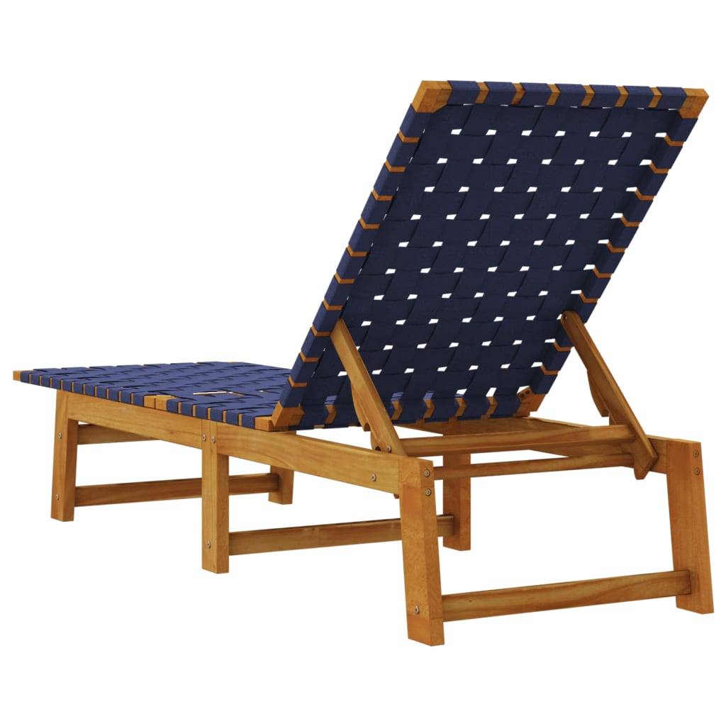 Maison Chic - Chaises longue | Transat | Bain de soleils bleu foncé bois d'acacia solide et tissu - Image 5