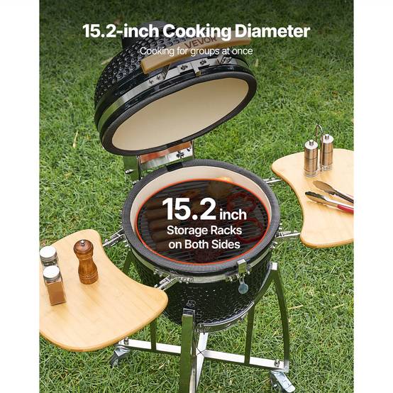 Vevor - Vevor Barbecue Kamado À Charbon Fumoir À Charbon Céramique Mobile 45 Cm 4 Roues - Image 4