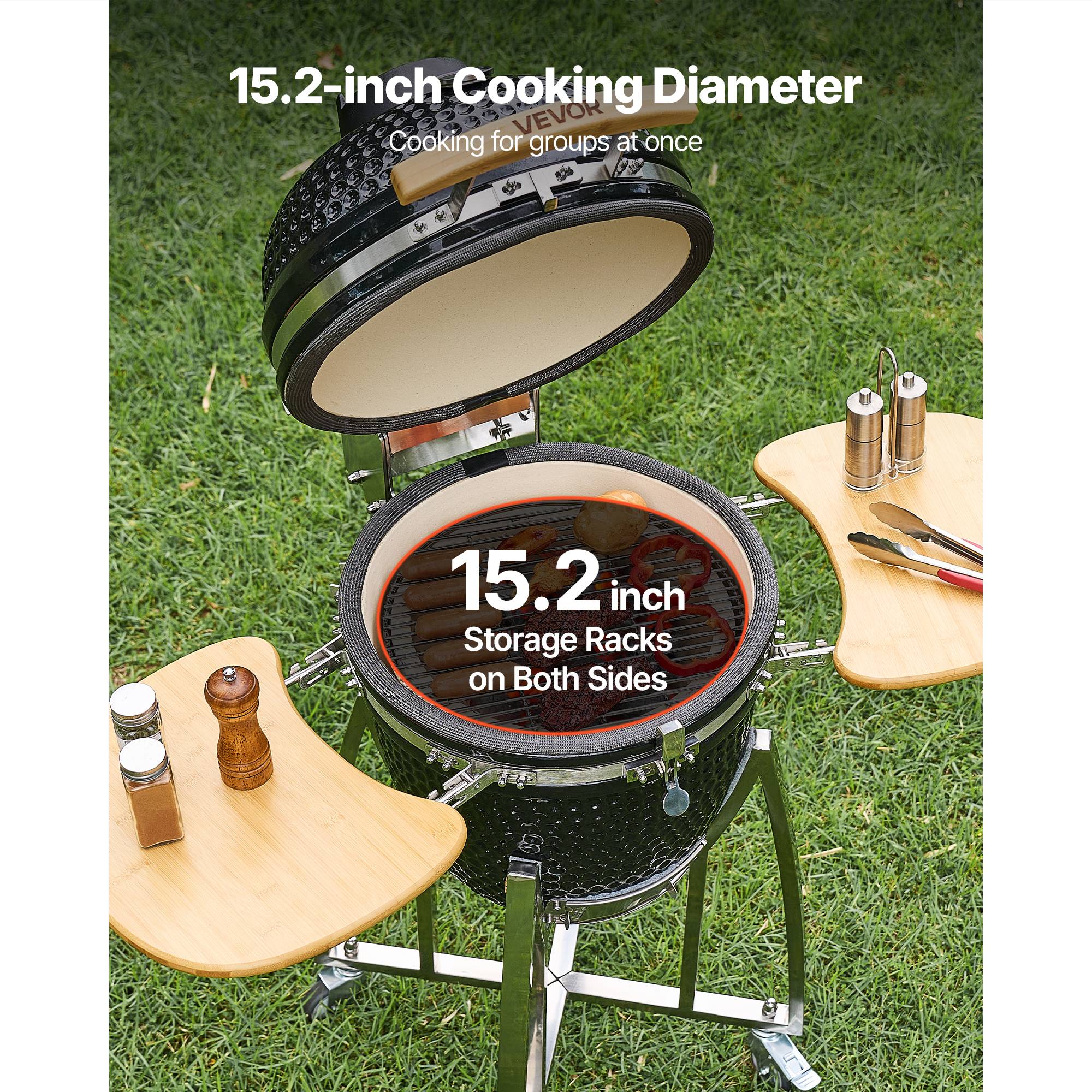 Vevor - Vevor Barbecue Kamado À Charbon Fumoir À Charbon Céramique Mobile 45 Cm 4 Roues - Image 4