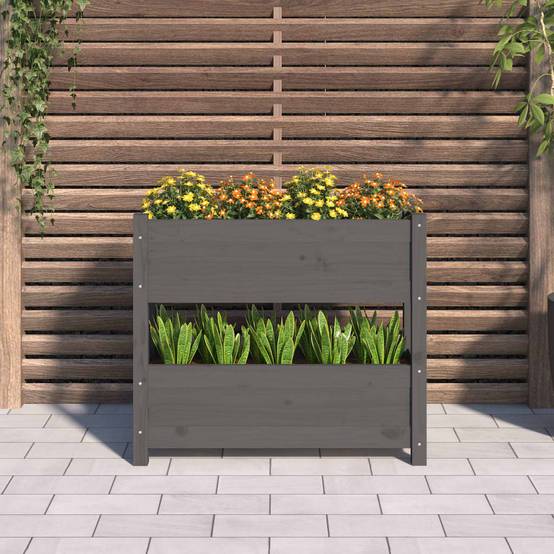 Jardinière - Bac à fleurs - Pot de fleurs Gris 77x25x66 cm Bois massif de pin - Image 3