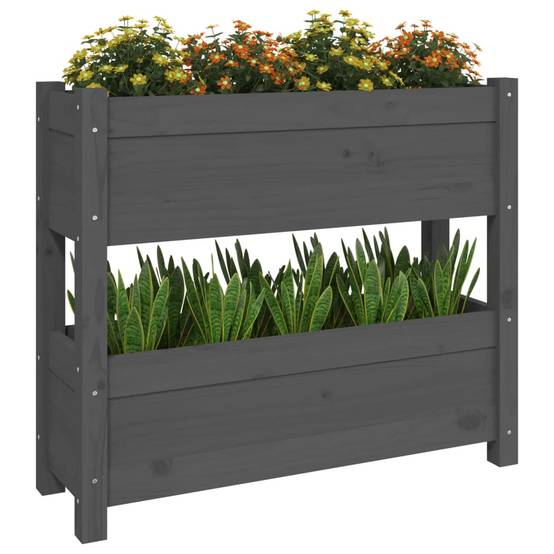 Jardinière - Bac à fleurs - Pot de fleurs Gris 77x25x66 cm Bois massif de pin - Image 4