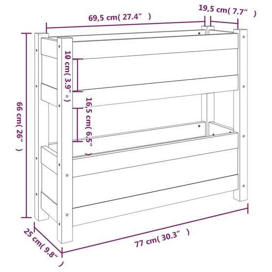 Jardinière - Bac à fleurs - Pot de fleurs Gris 77x25x66 cm Bois massif de pin - Image 9