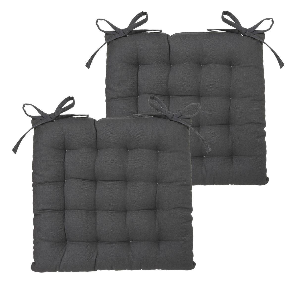 Lot de 2 Galettes de chaise en Coton Gris foncé 38 x 38 cm - Imagen 1