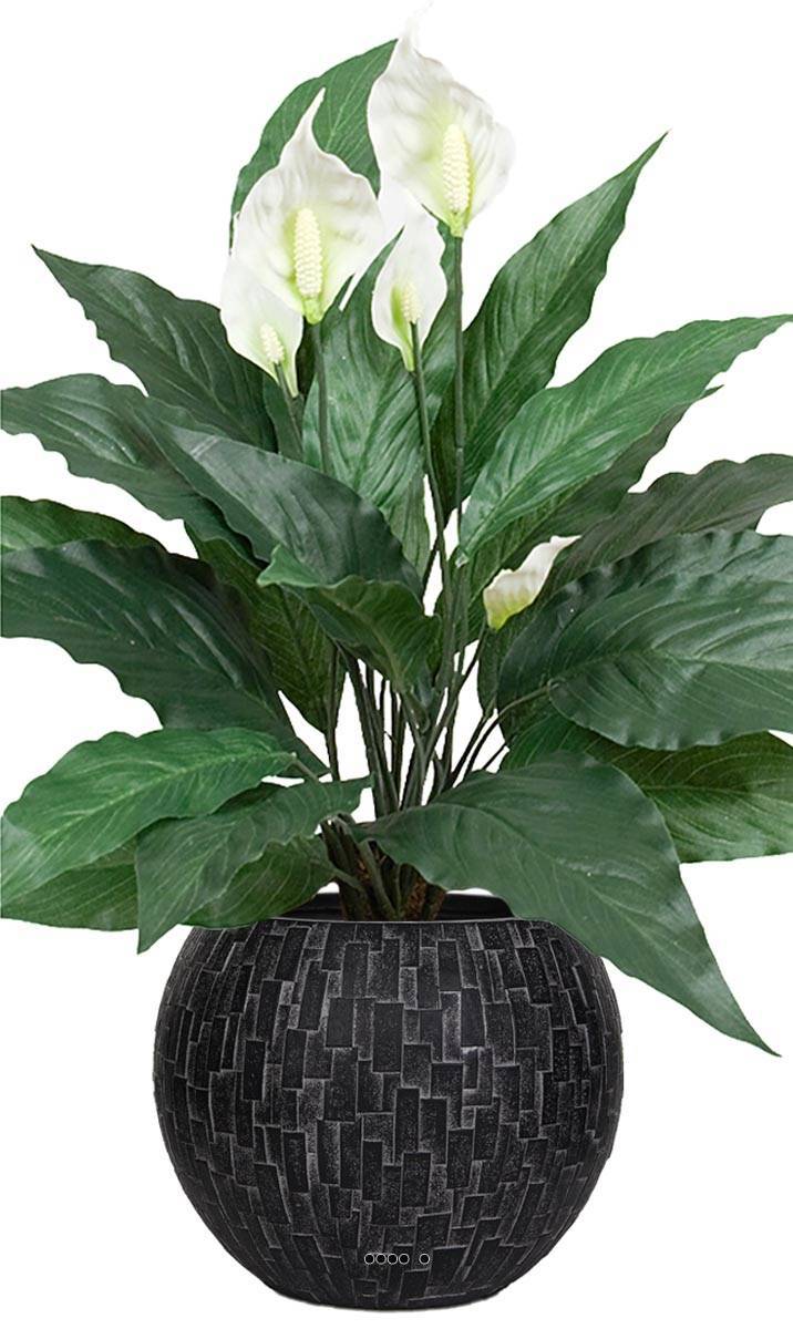 Artificielles - Spathiphyllum artificiel en pot H 43 cm 20 feuilles et 5 fleurs - Imagen 2