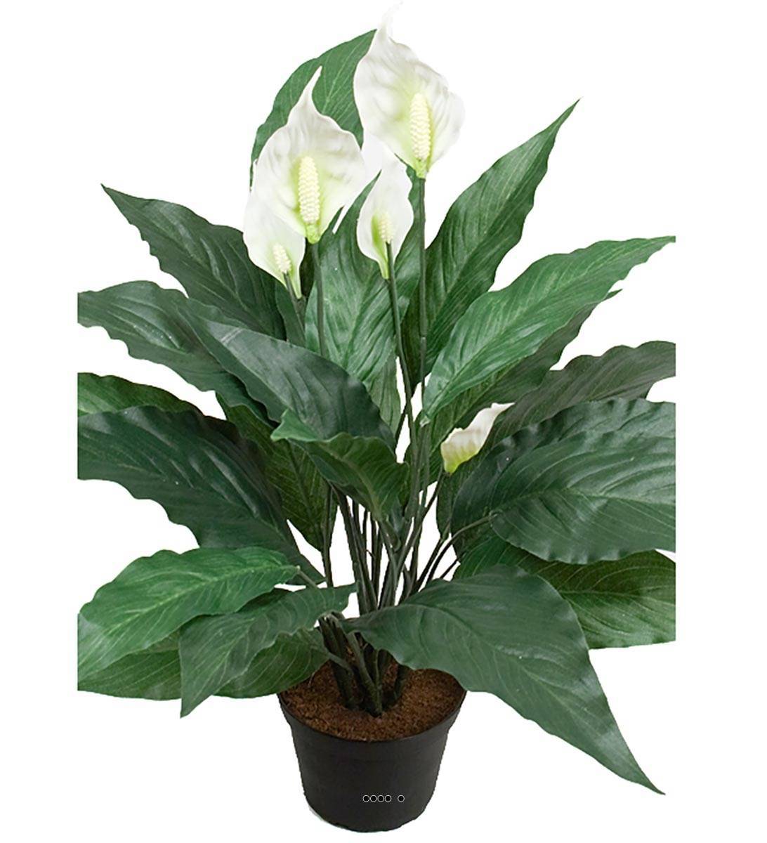 Artificielles - Spathiphyllum artificiel en pot H 43 cm 20 feuilles et 5 fleurs - Imagen 1