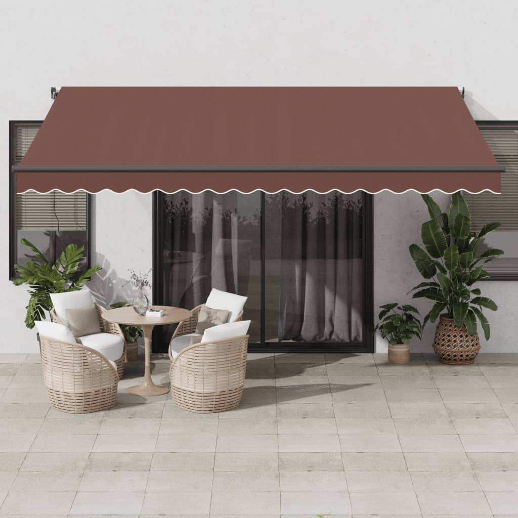 Store banne manuel Aluminium Terrasse Protection UV et LED 450x350 cm Marron - ComfortXL Outdoor Living - Image 1