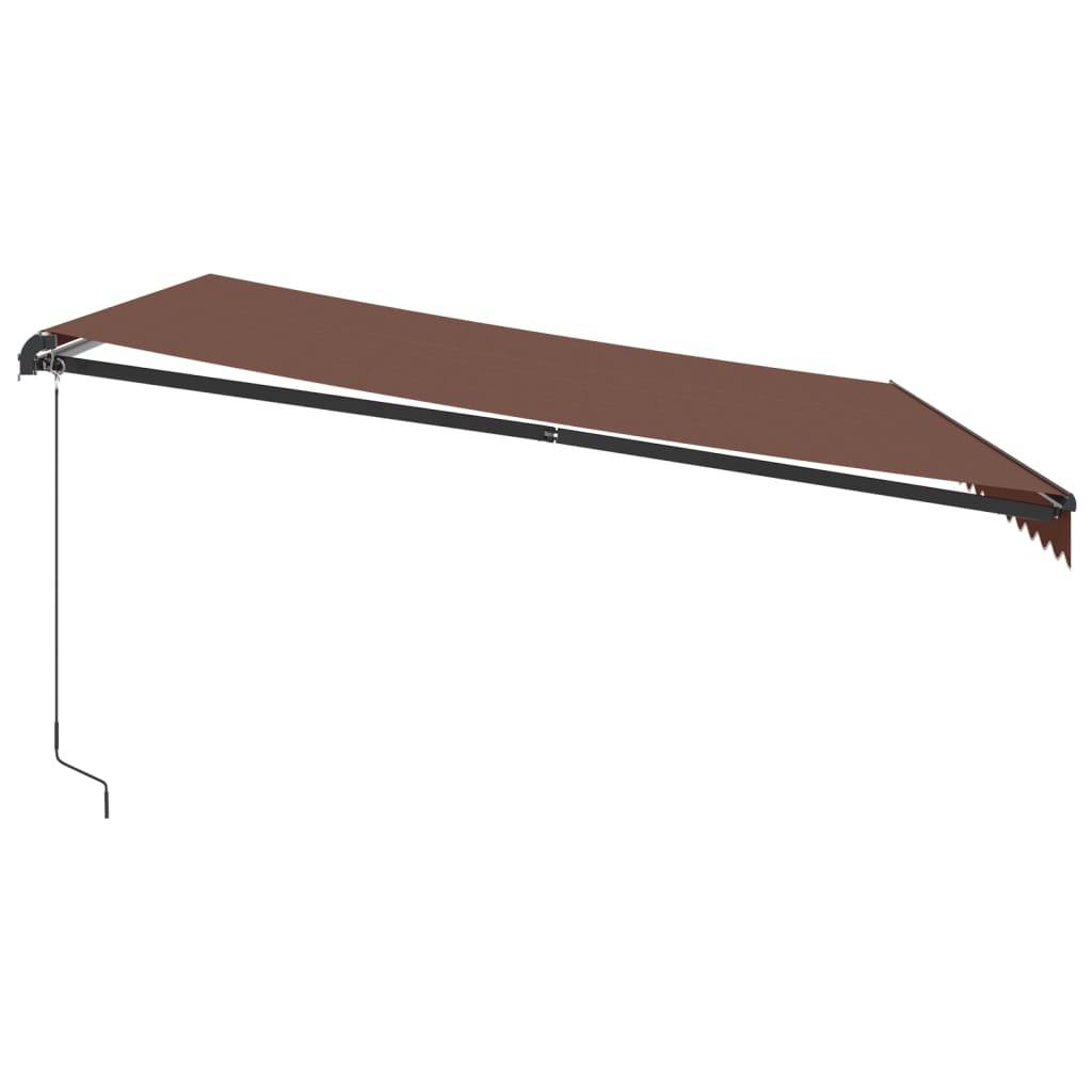 Store banne manuel Aluminium Terrasse Protection UV et LED 450x350 cm Marron - ComfortXL Outdoor Living - Image 5