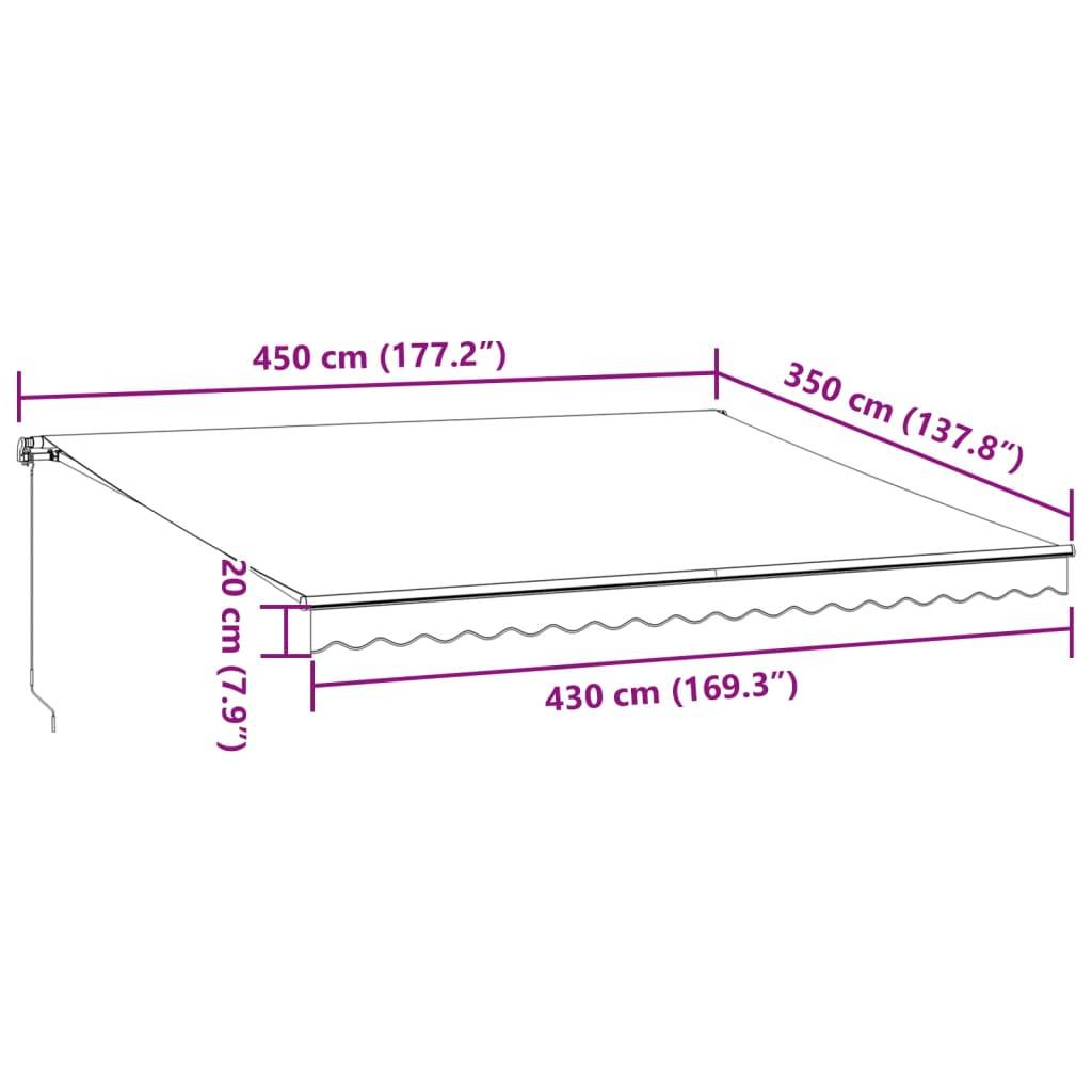 Store banne manuel Aluminium Terrasse Protection UV et LED 450x350 cm Marron - ComfortXL Outdoor Living - Image 10