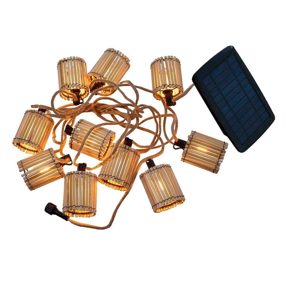 Guirlande lumineuse d'intérieur et d'extérieur. 10 ampoules LED à lumière chaude avec charge solaire et batterie rechargeable. OKINAWA - Imagen 2