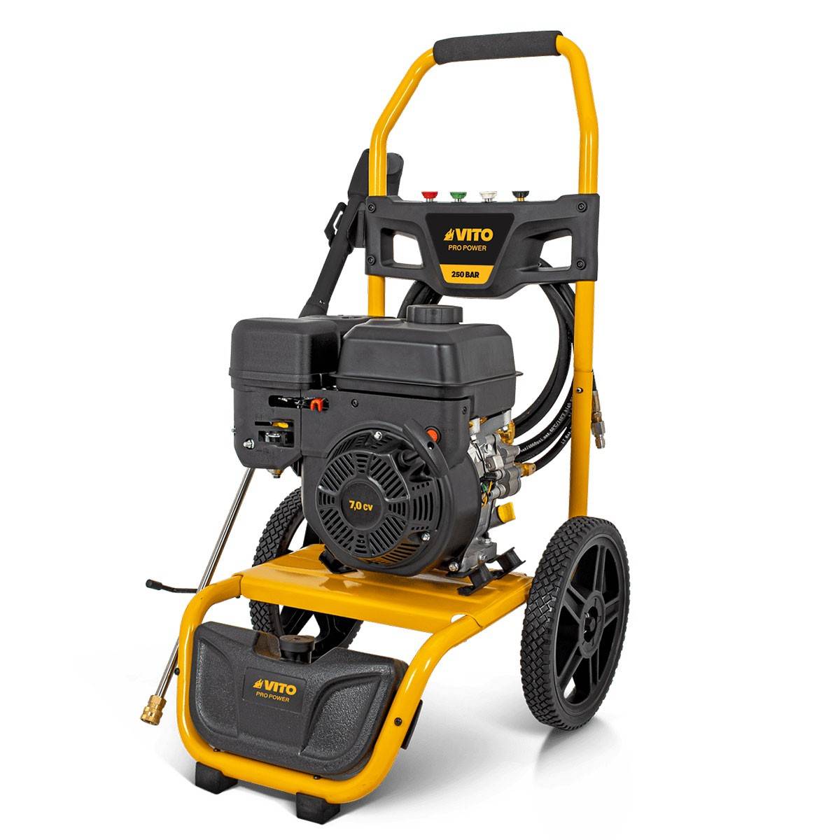 Nettoyeur haute pression thermique 250 bar Moteur 207CC 7CV 5.2KW Tuyau HP 8mètres 4 buses VITO - Imagen 1