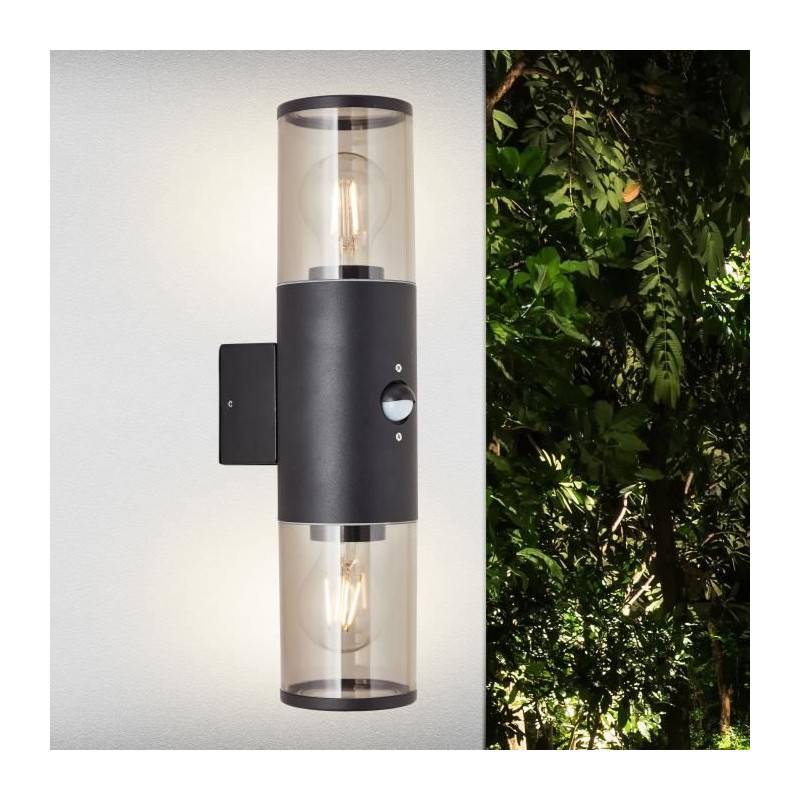 Brilliant - Applique Extérieure Sergioro - Brilliant - 2l Avec Détecteur - Noir Depoli - Aluminium/plastique - Ip44 - Imagen 1