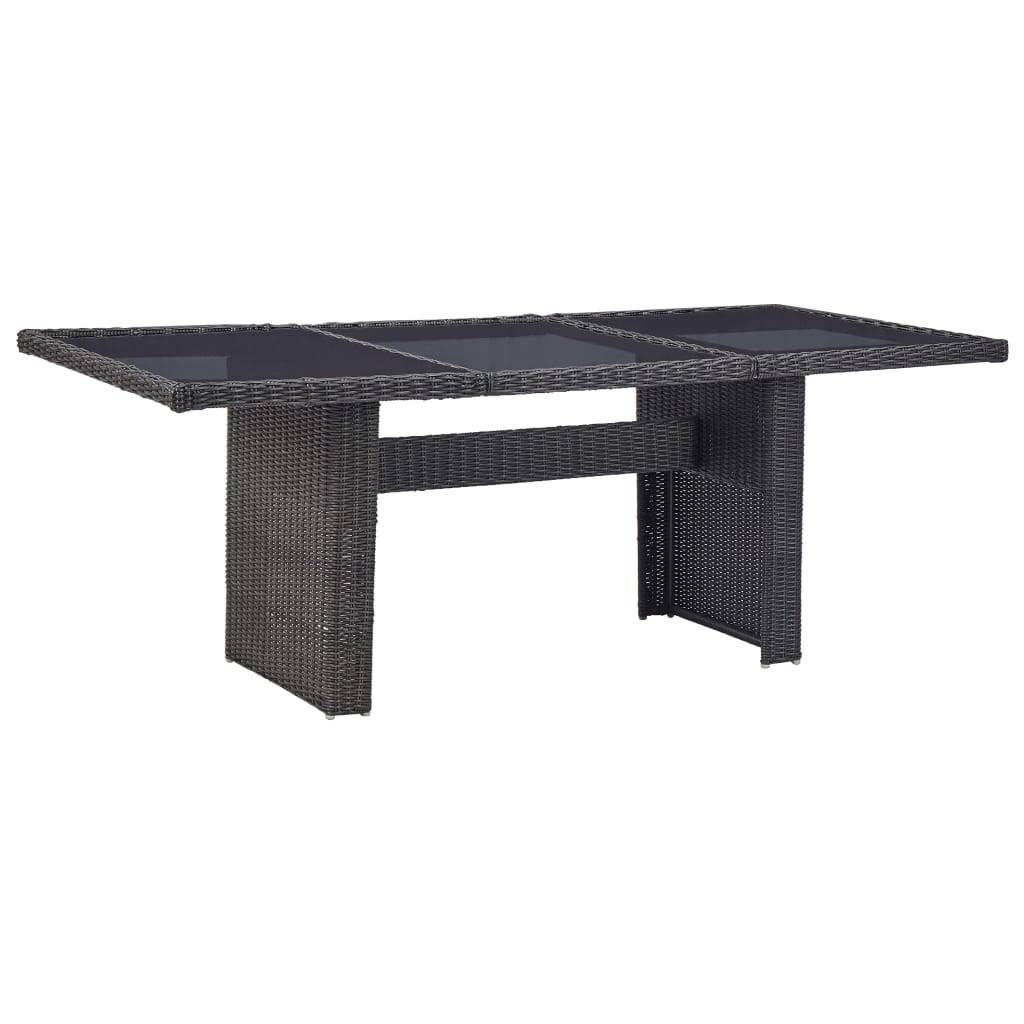 ComfortXL - Grande Table de Jardin Noire 200x100 cm, Design en Résine Tressée et Plateau en Verre – ComfortXL Outdoor Living - Image 1