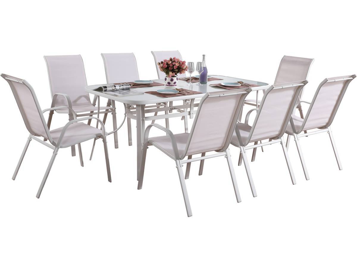 Habitat Et Jardin - Table Et Chaises De Jardin En Textilène "cordoba Xl 180"- Phoenix - 8 Places - Ecru -habitat Et Jardin - Imagen 1