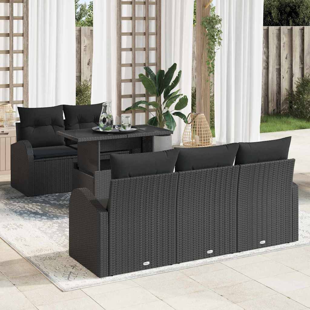 Salon de jardin 5 places design moderne en résine tressée avec table pour balcon noir – ComfortXL Outdoor Living - Image 1