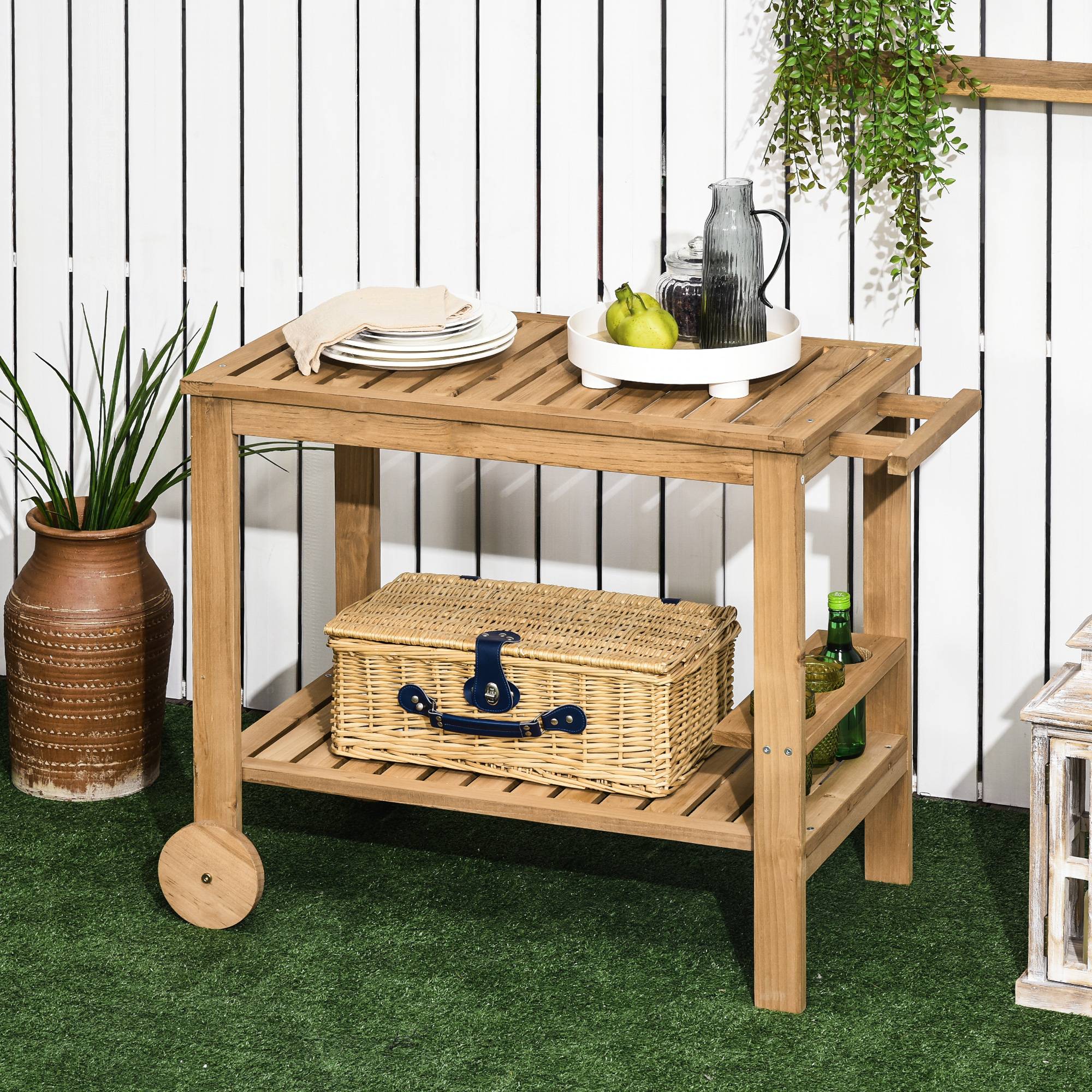 Desserte de jardin bois naturel 95 x 47 x 74 cm - PANGIVO - Image 3