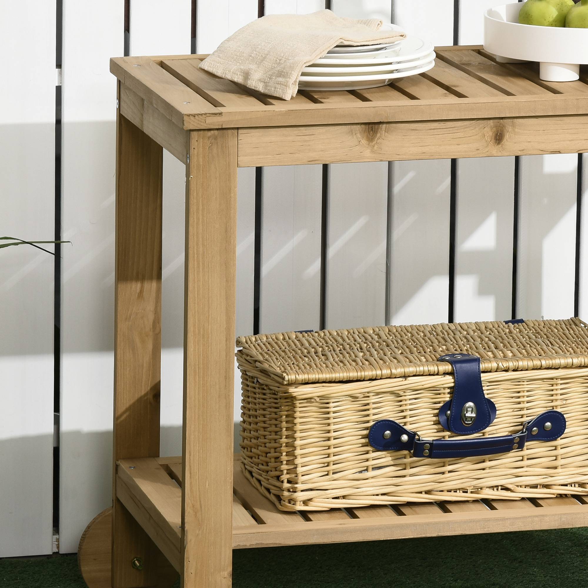 Desserte de jardin bois naturel 95 x 47 x 74 cm - PANGIVO - Image 10
