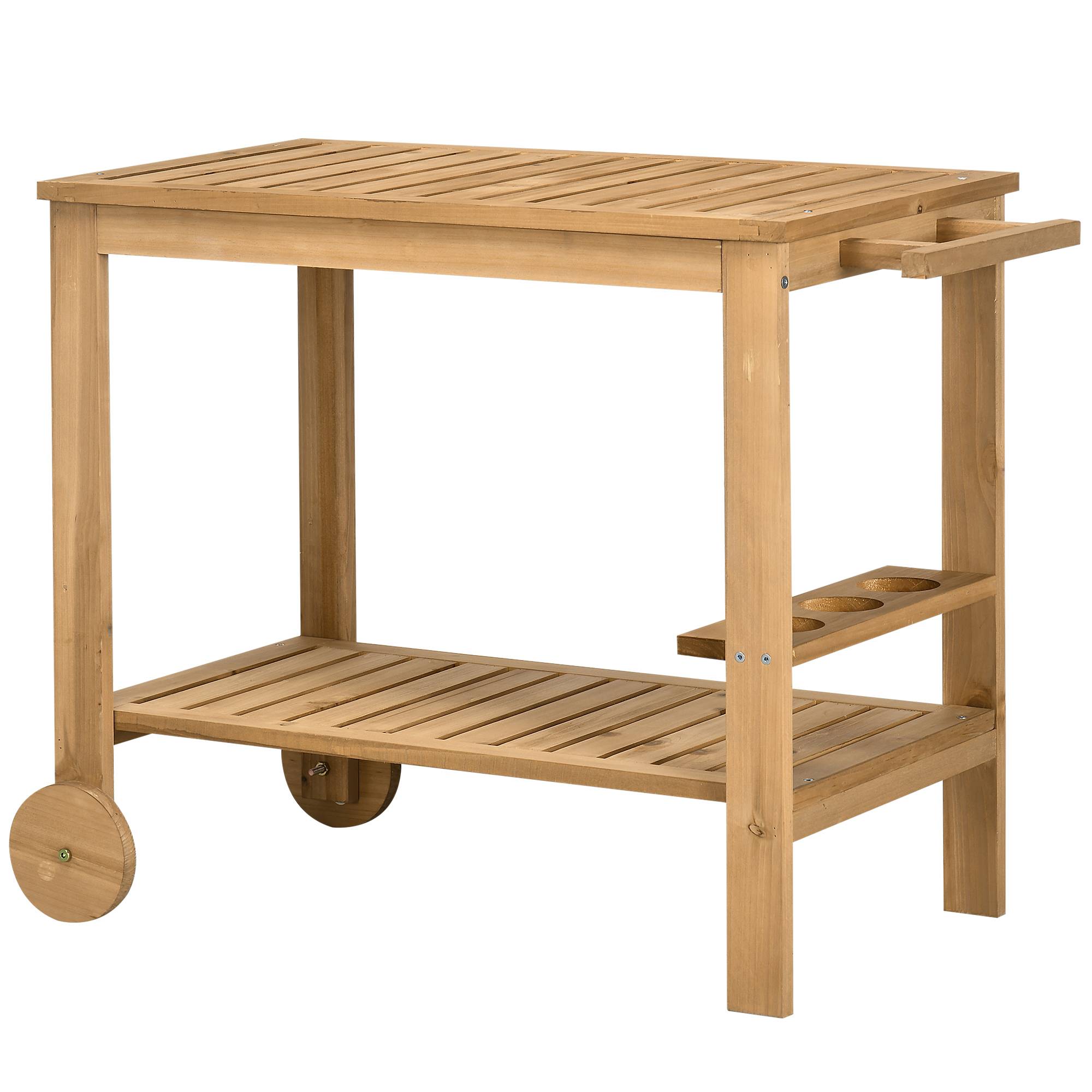 Desserte de jardin bois naturel 95 x 47 x 74 cm - PANGIVO - Image 2