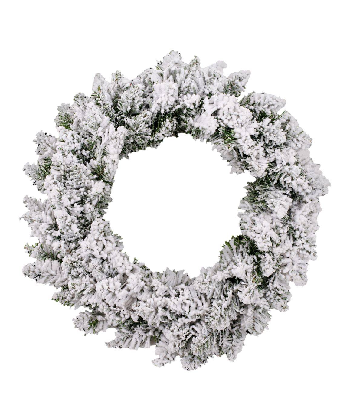 Fééric Lights & Christmas - Corona de Navidad Verde Flocado Blanco D 40 cm - Imagen 1