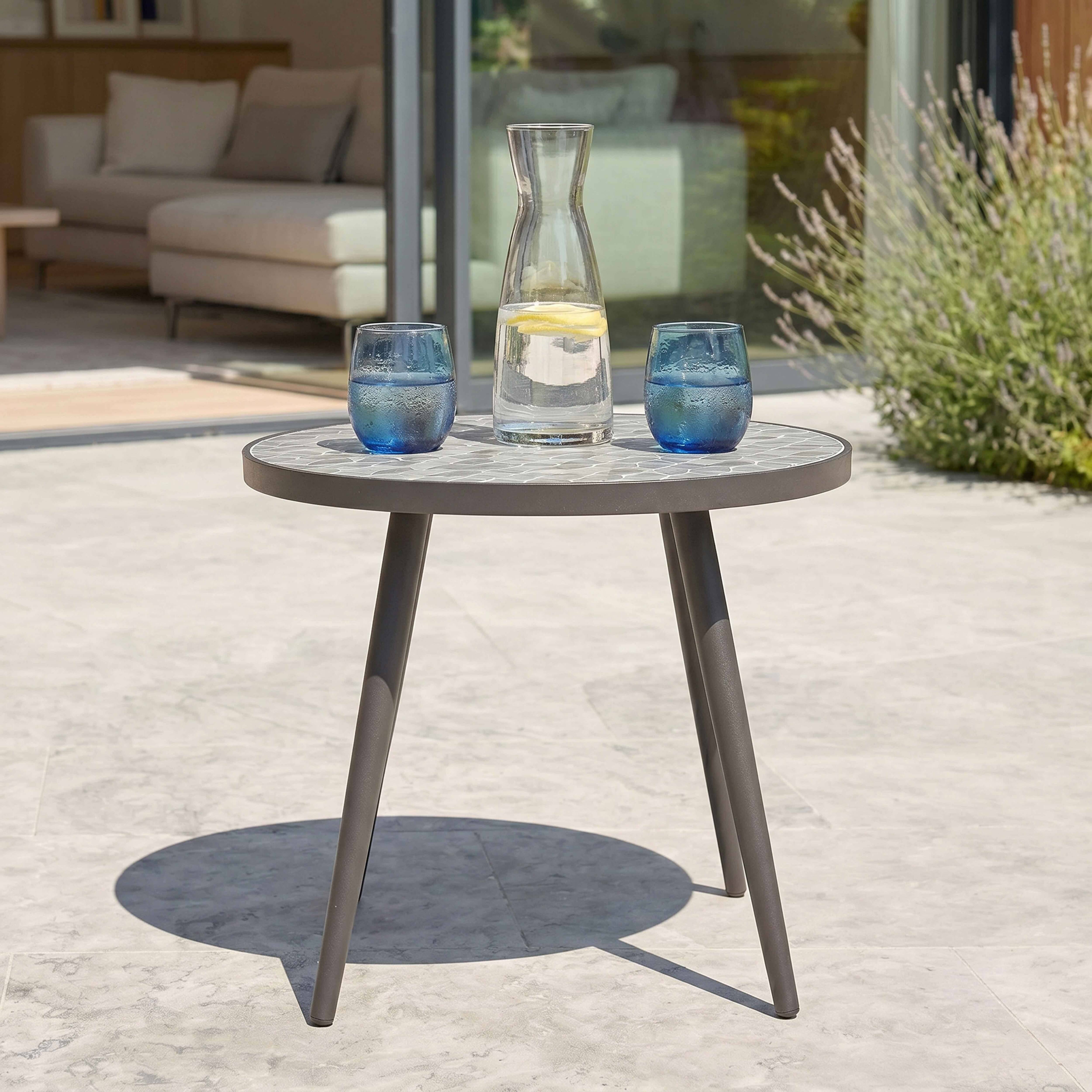 Oviala - Table basse ronde de jardin en acier noir plateau en céramique Tivoli - Oviala - Imagen 3