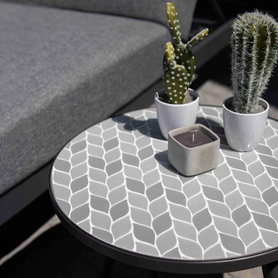 Oviala - Table basse ronde de jardin en acier noir plateau en céramique Tivoli - Oviala - Image 5