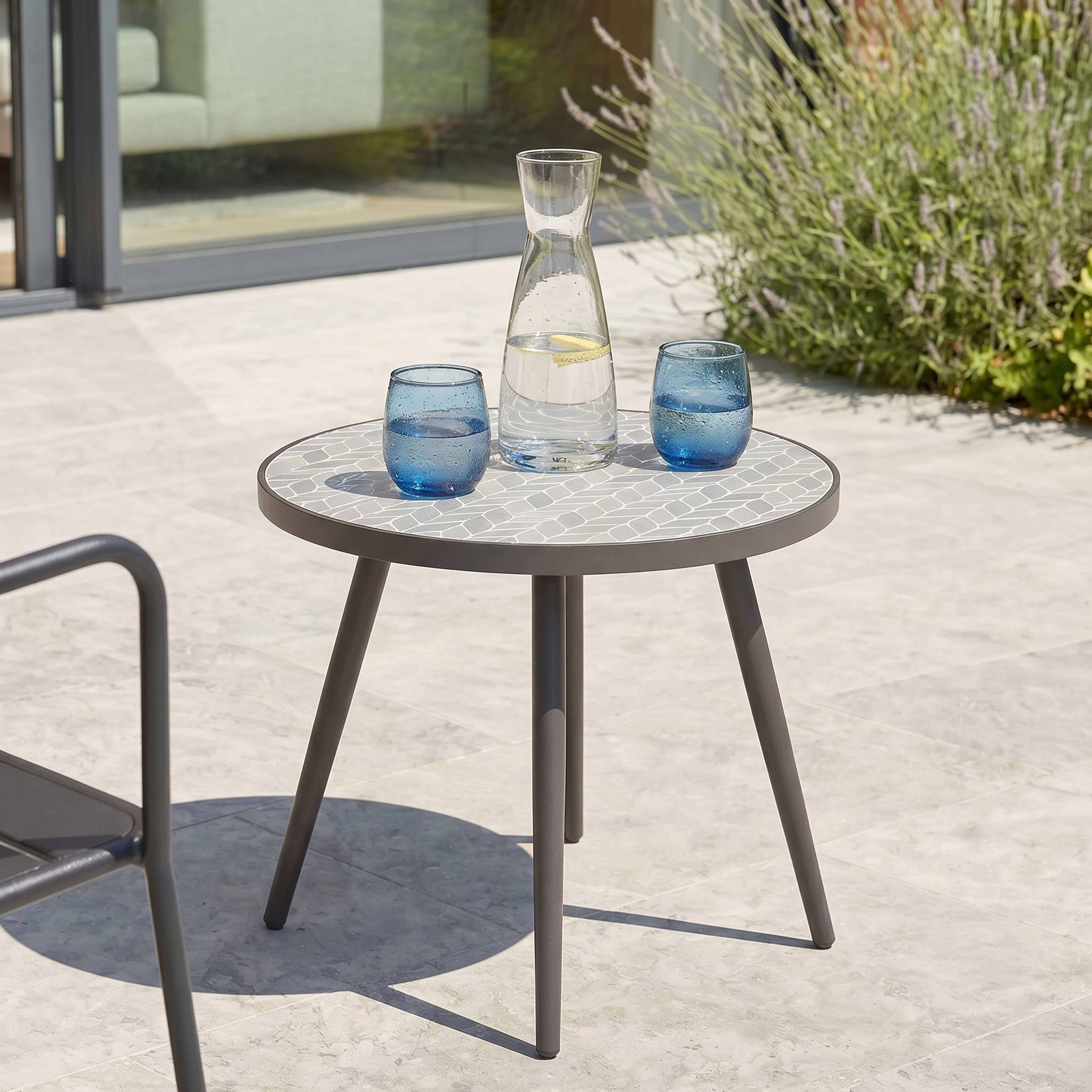 Oviala - Table basse ronde de jardin en acier noir plateau en céramique Tivoli - Oviala - Imagen 2