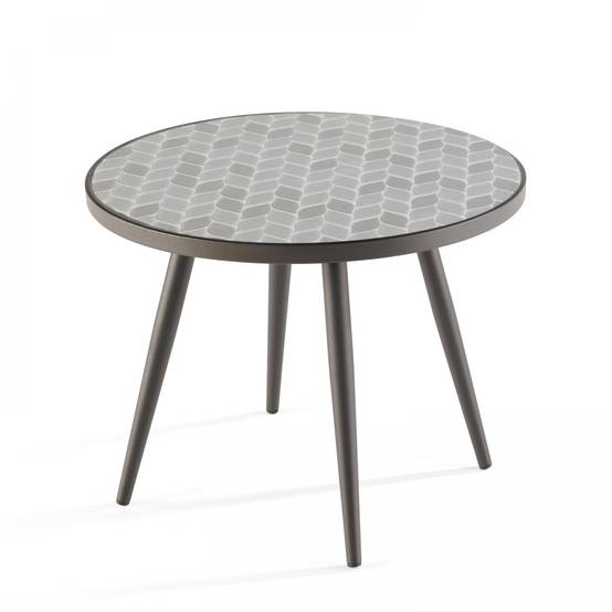 Oviala - Table basse ronde de jardin en acier noir plateau en céramique Tivoli - Oviala - Image 1