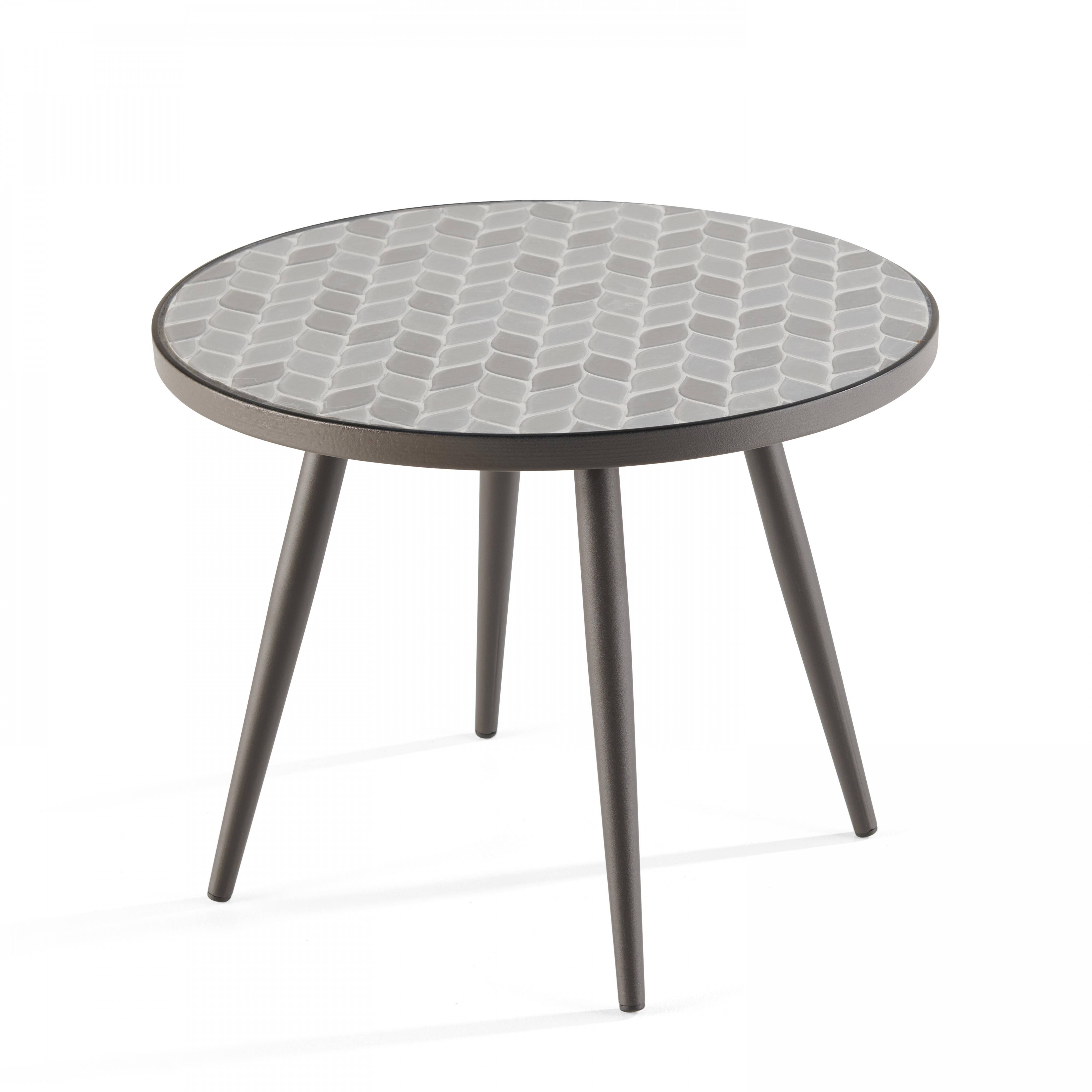 Oviala - Table basse ronde de jardin en acier noir plateau en céramique Tivoli - Oviala - Image 1