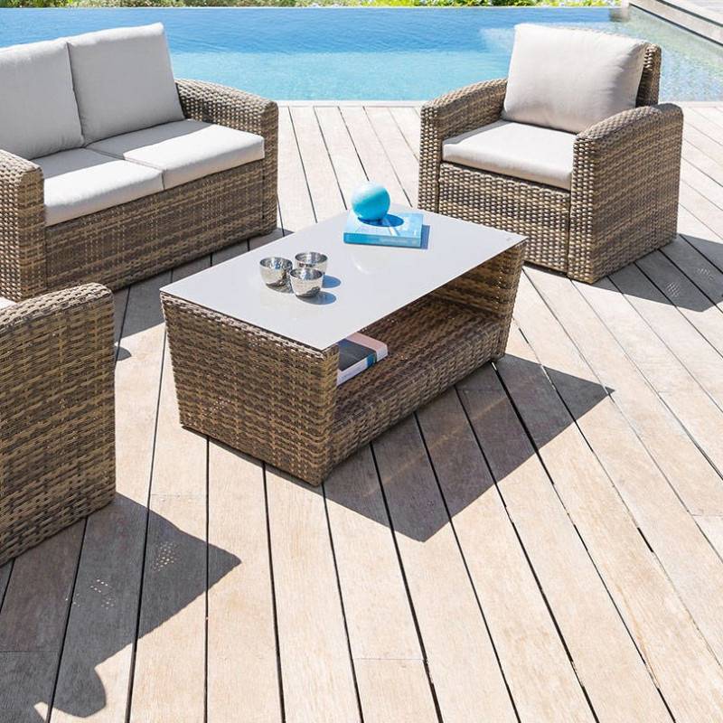 Hesperide - Table basse de jardin "Polynésia" naturae 100x54x38cm en aluminium traité époxy Hespéride - Imagen 2