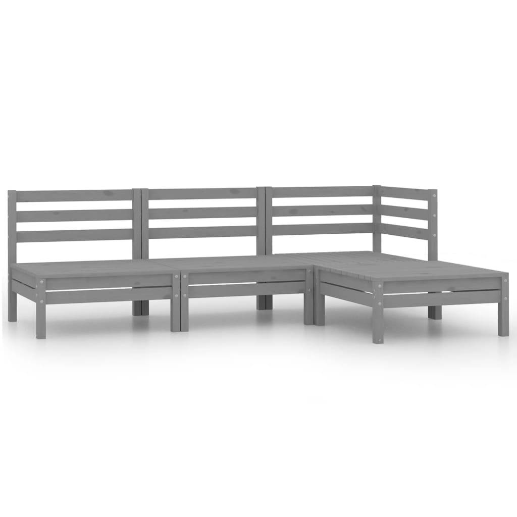 Salon de Jardin Modulable 4 Places Style Palette en Bois de Pin Massif Gris – ComfortXL Outdoor Living - Image 1