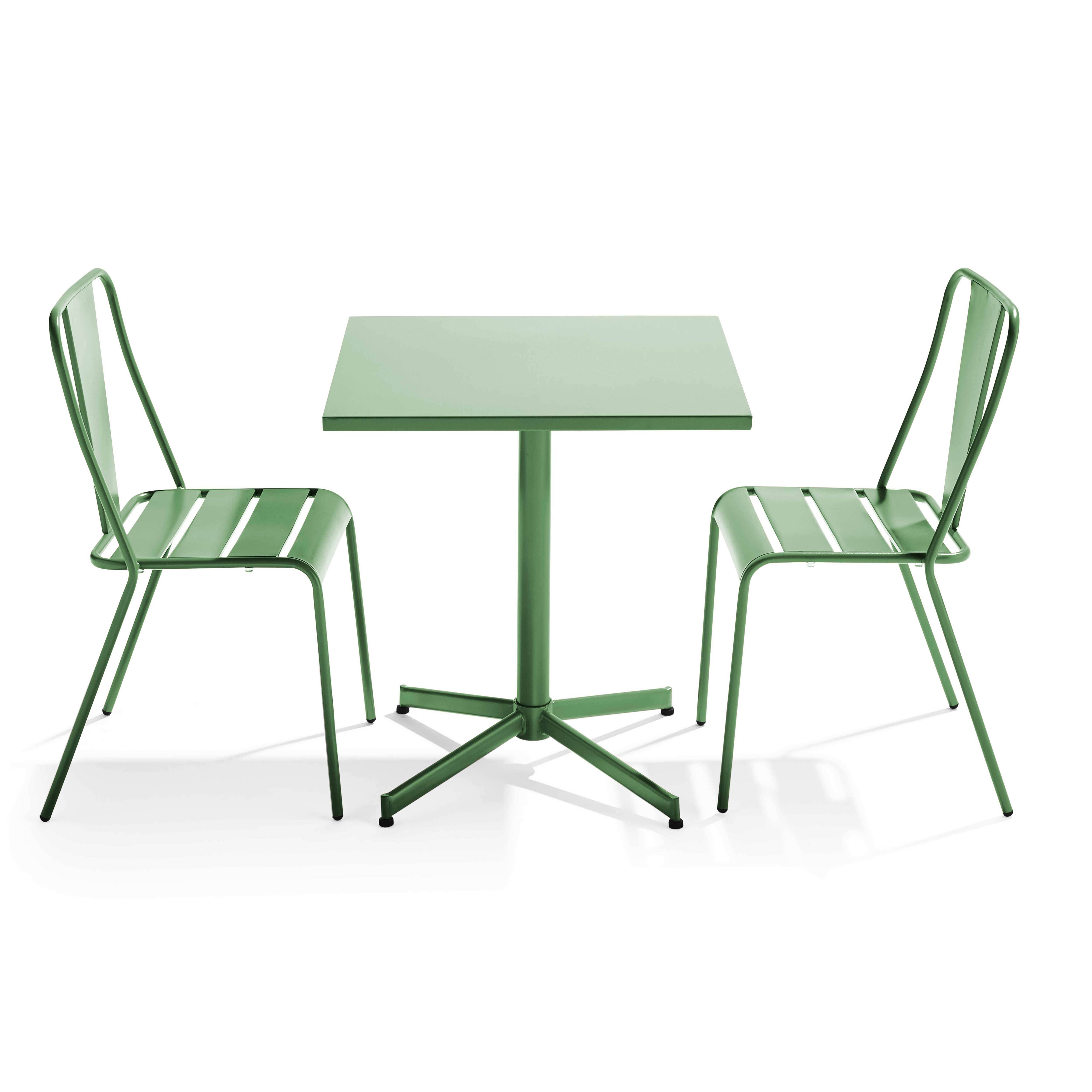 Oviala - Ensemble table inclinable de jardin et 2 chaises vert cactus Palavas - Oviala - Imagen 1