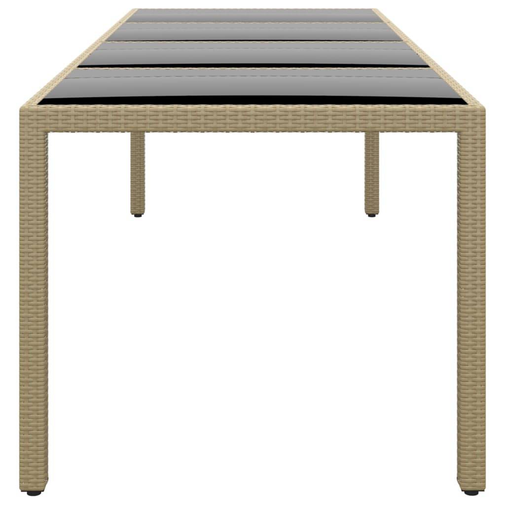 PANGIVO - Table de jardin beige résine tressée et verre trempé 250 x 100 x 75 cm - PANGIVO - Image 3