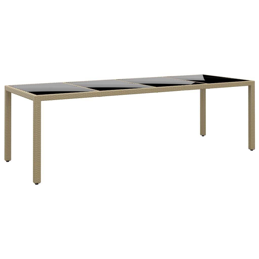 PANGIVO - Table de jardin beige résine tressée et verre trempé 250 x 100 x 75 cm - PANGIVO - Image 1
